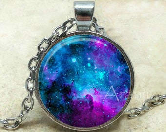 Purple nebula art pendant, galaxy necklace, nebula jewelry, galaxy pendant, galaxy jewelry, nebula necklace, space jewelry, Pendant #SP181P