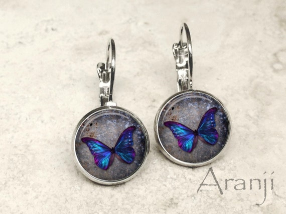 Glass cheap butterfly earrings