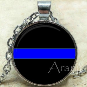 Thin blue line art pendant, law enforcement pendant, police necklace, law enforcement necklace, police pendant, Pendant #PA225P