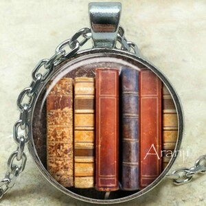 Book pendant, book necklace, book jewelry, bookshelf necklace, bookshelf pendant, gift for bookworm Pendant#HG157P