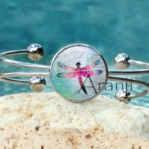 Pink Dragonfly bracelet, dragonfly bracelet, pink dragonfly, dragonfly cuff, dragonfly jewelry AN141B