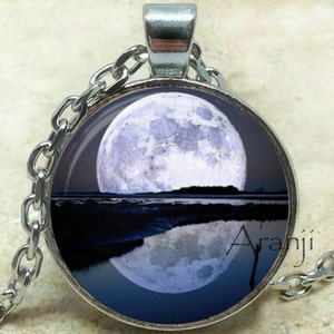 Full moon art pendant, moon necklace, moon pendant, big moon pendant, space pendant, moon jewelry, sci fi pendant, Pendant #SP199P
