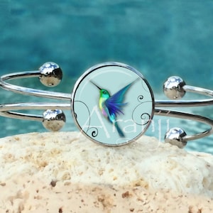 Hummingbird bracelet, hummingbird, hummingbird bangle, bird, hummingbird cuff, hummingbird jewelry AN181B