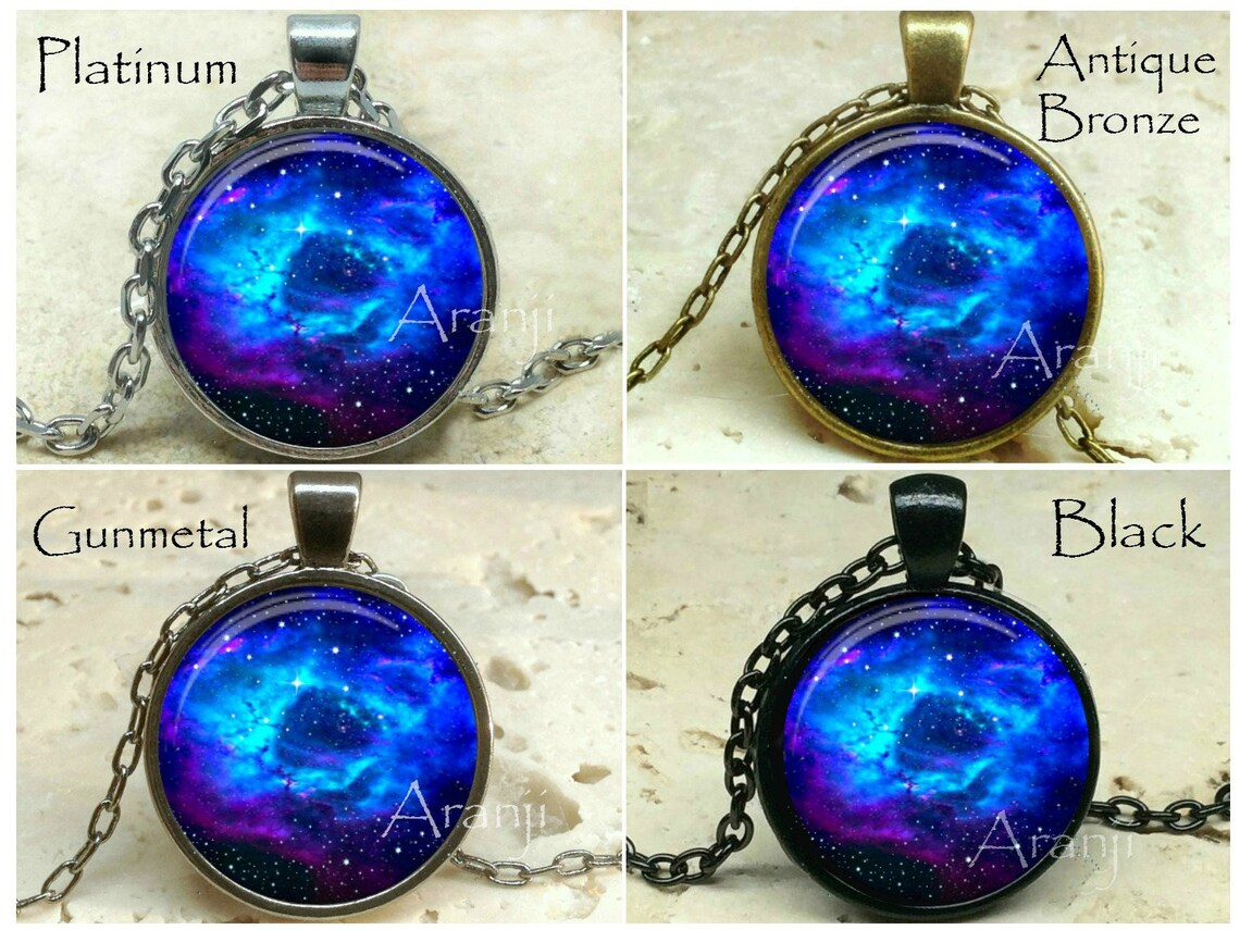 Blue Nebula Art Pendant Galaxy Necklace Galaxy Pendant Etsy