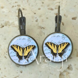 Yellow swallowtail butterfly earrings, yellow butterfly earrings, butterfly jewelry, yellow swallowtail earrings, yellow butterfly AN126LB