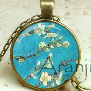 Vincent Van Gogh - Almond Blossoms art pendant, Van Gogh necklace, Van Gogh jewelry, Almond Blossoms necklace, Van Gogh, Pendant #AR103P
