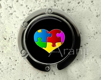 Autism heart purse hanger, tabletop purse hanger, purse hanger, purse hook, autism purse hook, autism purse hanger, purse hook PA153PH