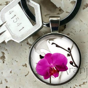 Orchid keychain, key chain, key ring, key fob, orchid keychain, orchid key chain, pink flower gift, orchid, gift for woman, keychain #PL129K