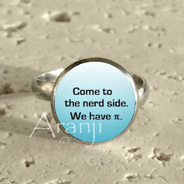 Come to the nerd side, we have pi art ring, pi jewelry, pi day, math jewelry, nerd ring, math jewelry, geekery, pi Ring #QT108R