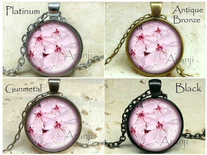Pink cherry blossom pendant, sakura pendant, pink cherry blossom necklace, pink sakura pendant, sakura, Pendant PL145P image 2