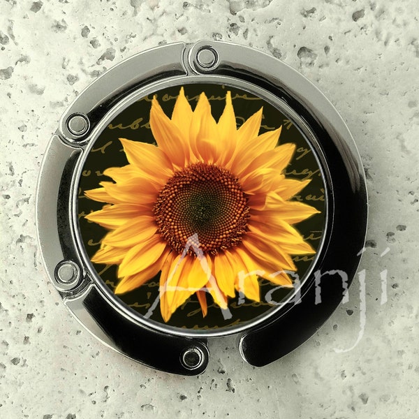 Sunflower purse hanger, tabletop purse hanger, purse hanger, purse hook, yellow flower hook, sunflower purse hook, sunflower hanger PL119PH