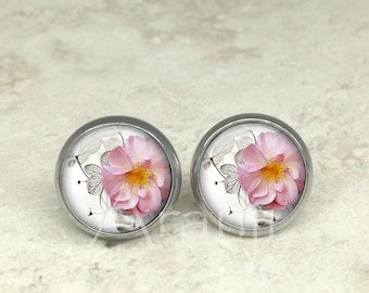 Cherry blossom earrings, cherry blossom stud earrings, pink flower earrings, sakura earrings, cherry blossom jewelry, sakura jewelry PL124E