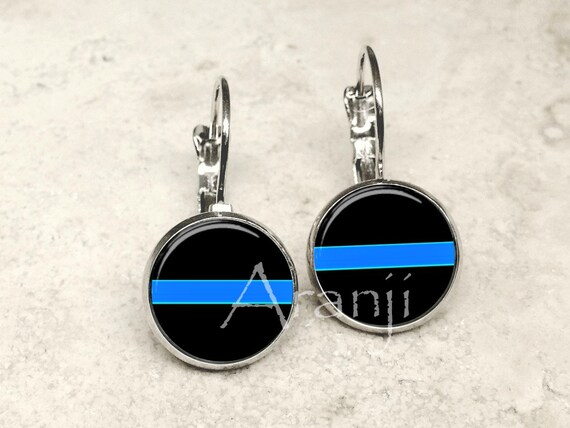 Thin Blue Line Earrings, Law Enforcement Earrings, Police