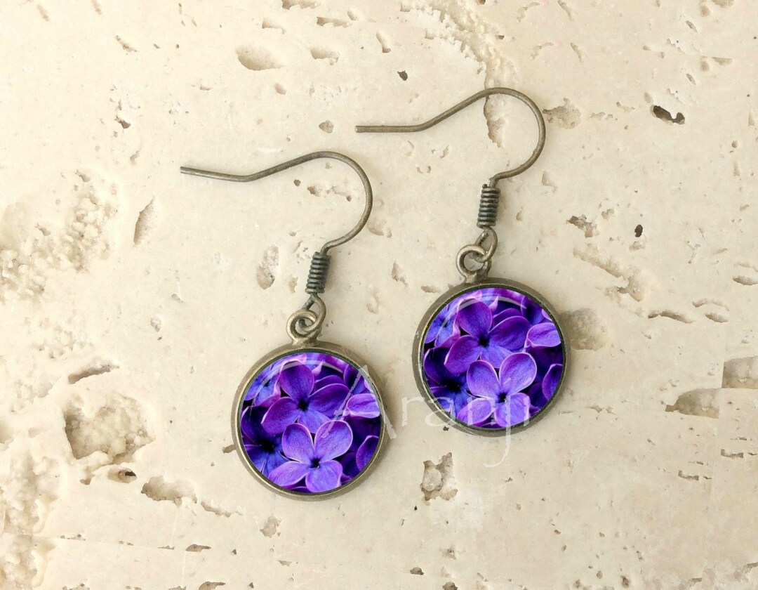 Lilac Earrings, Lilac Drop Earrings, Purple Flower Earrings, Lilac, Purple Earrings, Lilac ...