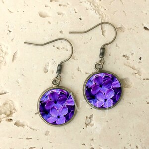 Lilac earrings, lilac drop earrings, purple flower earrings, lilac, purple earrings, lilac jewelry, lilac dangle earrings, PL142DP