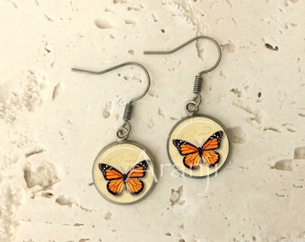 Monarch butterfly earrings, monarch butterfly drop earrings, butterfly earrings, butterfly jewelry, monarch butterfly dangle earring AN243DP