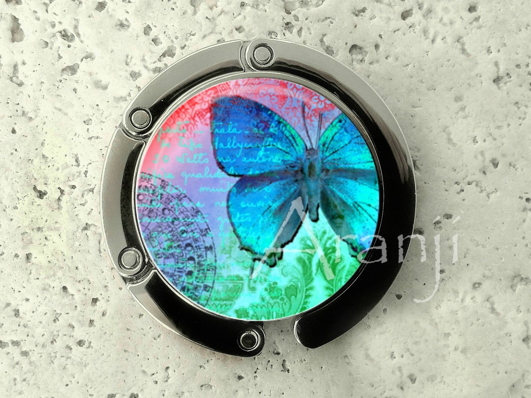 Iridescent Blue Butterfly Purse Hanger Tabletop Purse Hanger Etsy