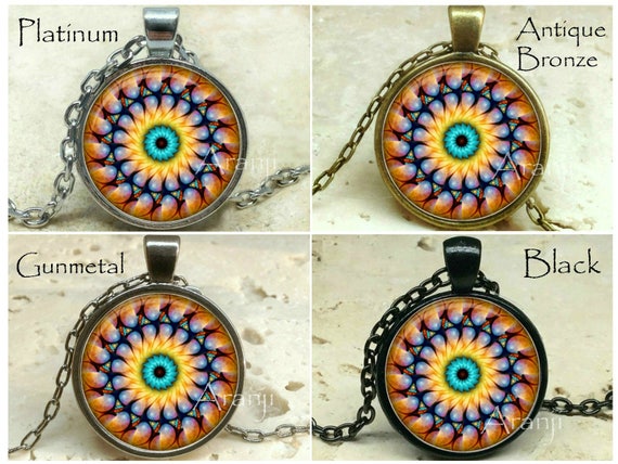 Kaleidoscope Art Pendant, Kaleidoscope Necklace, Kaleidoscope