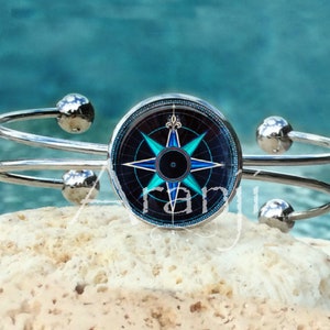 Ancient mariner&#39;s compass art bracelet, compass cuff, compass jewelry, mariner&#39;s compass cuff, antique compass, Bracelet #HG221B