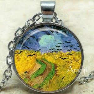 Vincent Van Gogh - Wheatfield with Crows art pendant, Van Gogh necklace, Van Gogh jewelry, art necklace, art jewelry, Pendant #AR106P