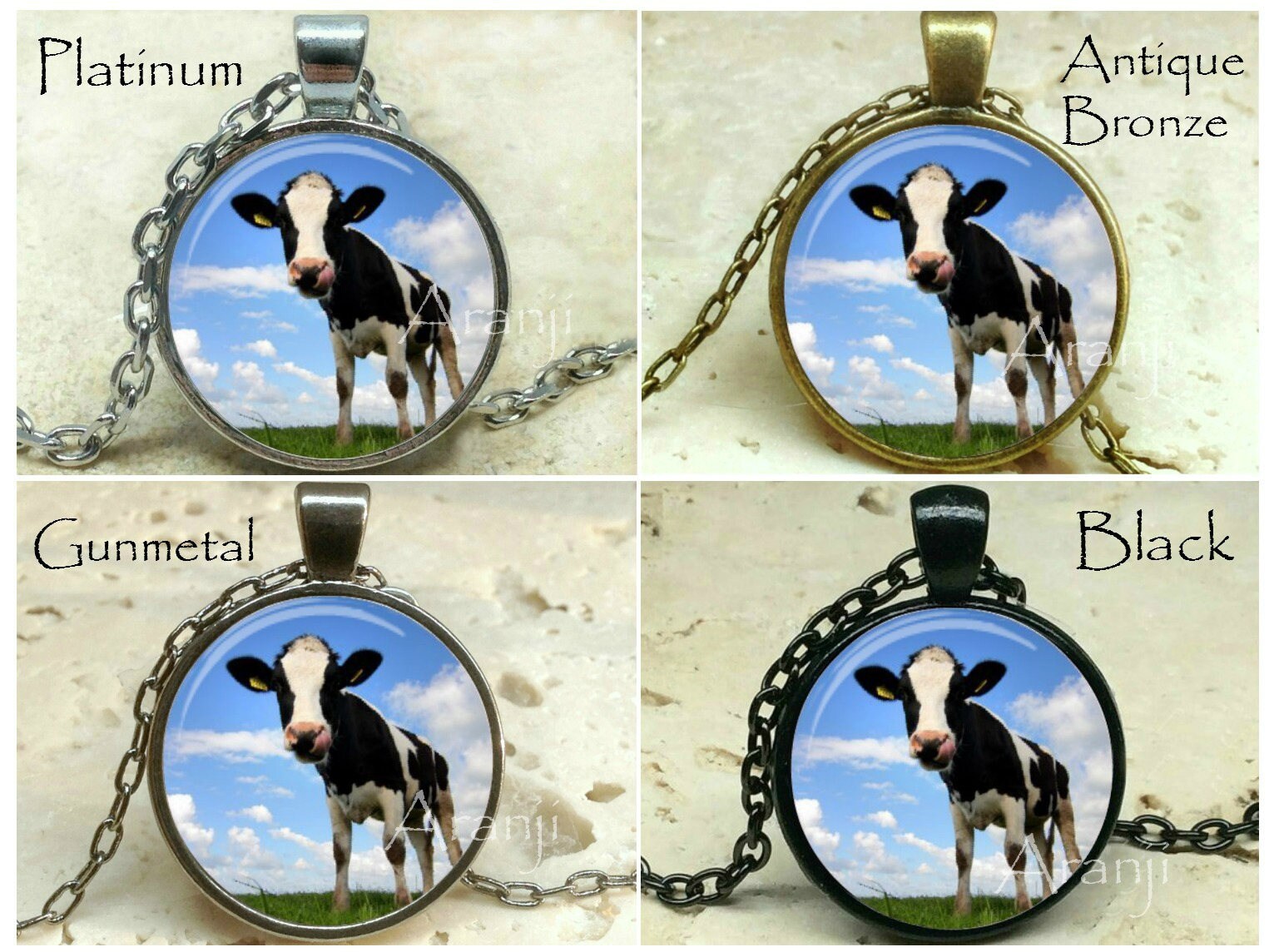 Collar De Vaca Negra De Plata 925 +estuche V3 Color Plateado | Meses