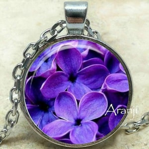 Lilac pendant, lilac necklace, lilac jewelry, lilac, lilac flower necklace, purple flower pendant, lilac, Pendant #PL142P