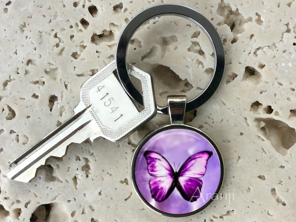 Purple Butterfly Keychain, Key Chain, Key Ring, Key Fob, Purple ...