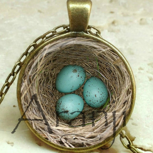 Bird's nest pendant, nest necklace, bird nest necklace, nest pendant, Mom necklace, nest with eggs pendant, eggs pendant, Pendant #AN180P