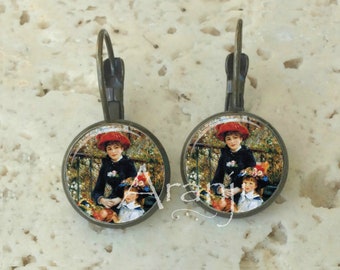 Renoir Two Sisters (On the Terrace) earrings, Renoir earrings, Two Sisters earrings, fine art earrings, Renoir studs, Two Sisters, AR139LB