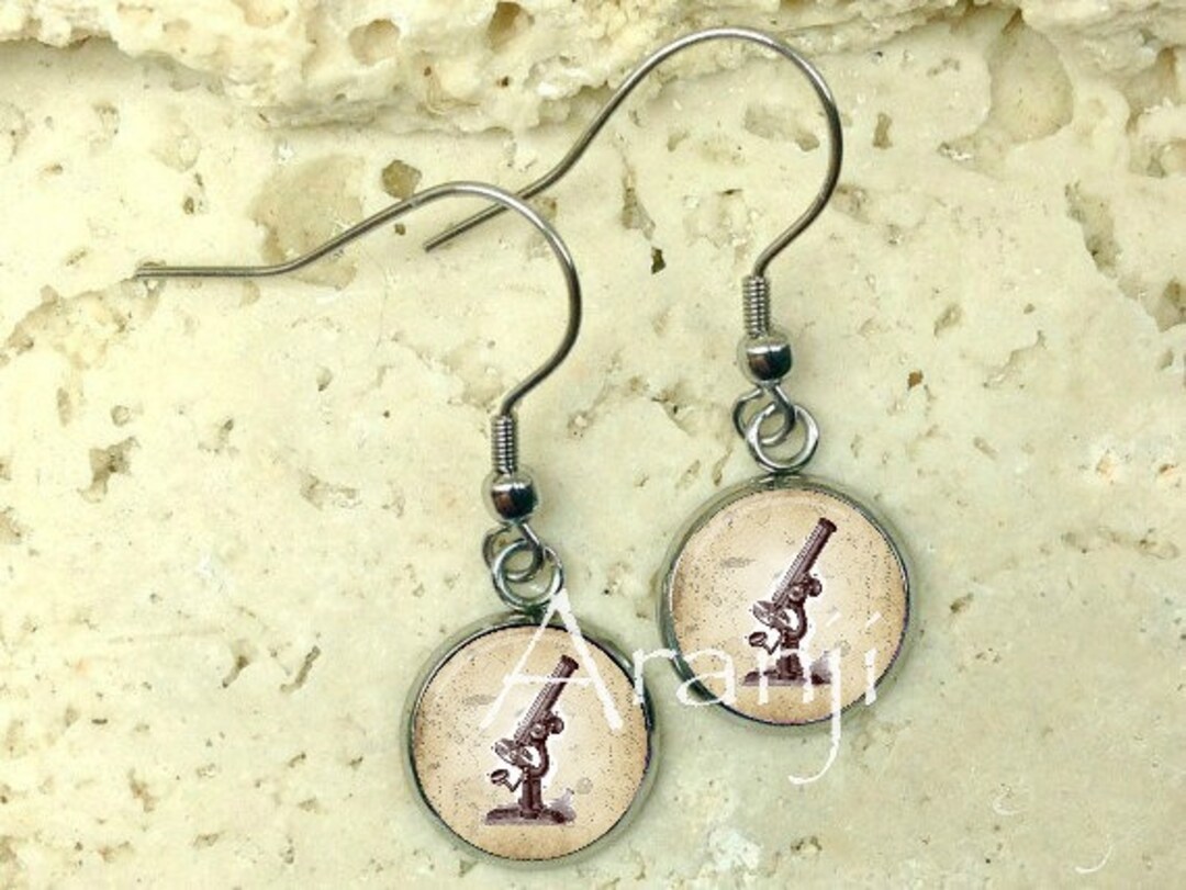 Vintage Microscope Earrings, Microscope Earrings, Biology Earrings