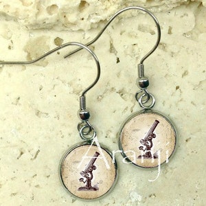 Vintage microscope earrings, microscope earrings, biology earrings, teacher earrings, science earrings, gift for teacher, microscope HG114DP