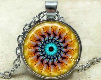 Mandala art pendant, kaleidoscope necklace, kaleidoscope jewelry, kaleidoscope pendant, mandala necklace, mandala jewelry, Pendant #PA162P