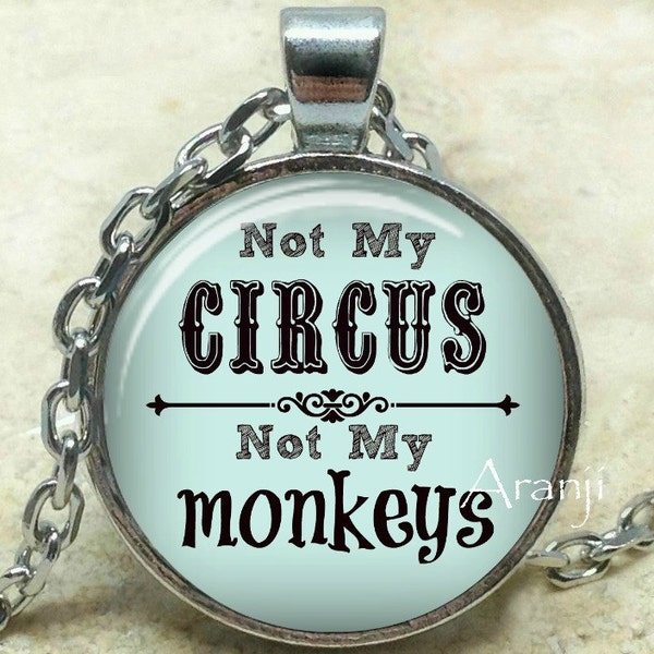 Not my circus, not my monkeys pendant, not my circus, not my monkeys necklace, sanity pendant, craziness, Pendant #QT102P