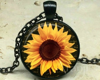 Sunflowers, sunflower pendant, sunflower necklace, sunflower jewelry, yellow flower, sunflower photo pendant, sunflowers, Pendant #PL147P