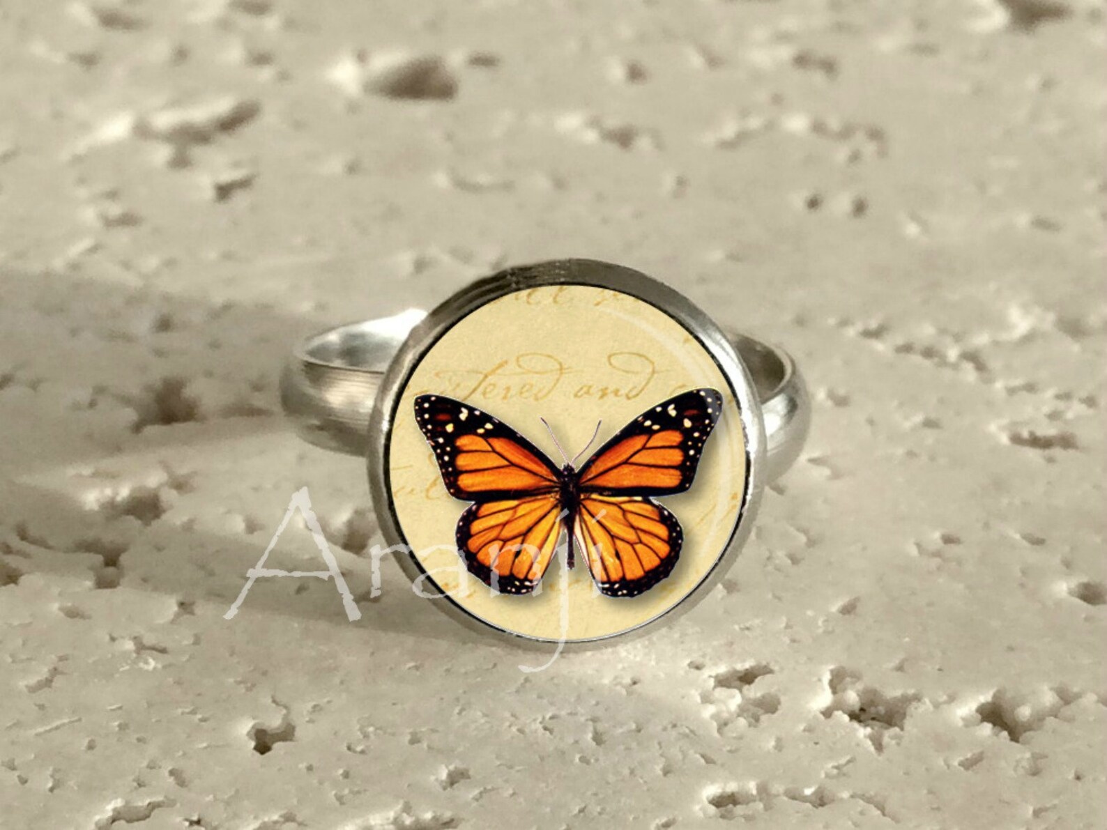 Monarch Butterfly Ring Butterfly Art Ring Art Ring Monarch Etsy