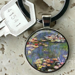 Monet Waterlilies keychain, key chain, key ring, key fob, Monet keychain, art key chain, Waterlilies keychain, Waterlilies key chain #AR131K