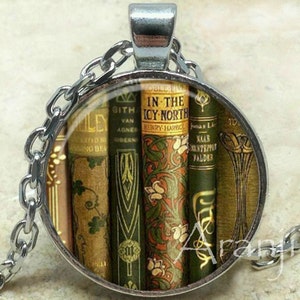 Book pendant, book necklace, book jewelry, bookshelf necklace, bookshelf pendant, gift for bookworm Pendant#HG241P