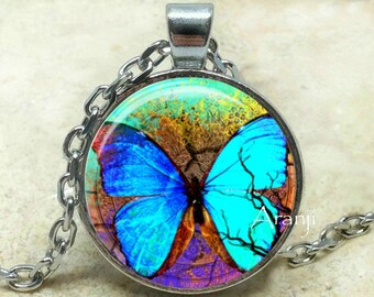 Iridescent Butterfly Pendant Necklace