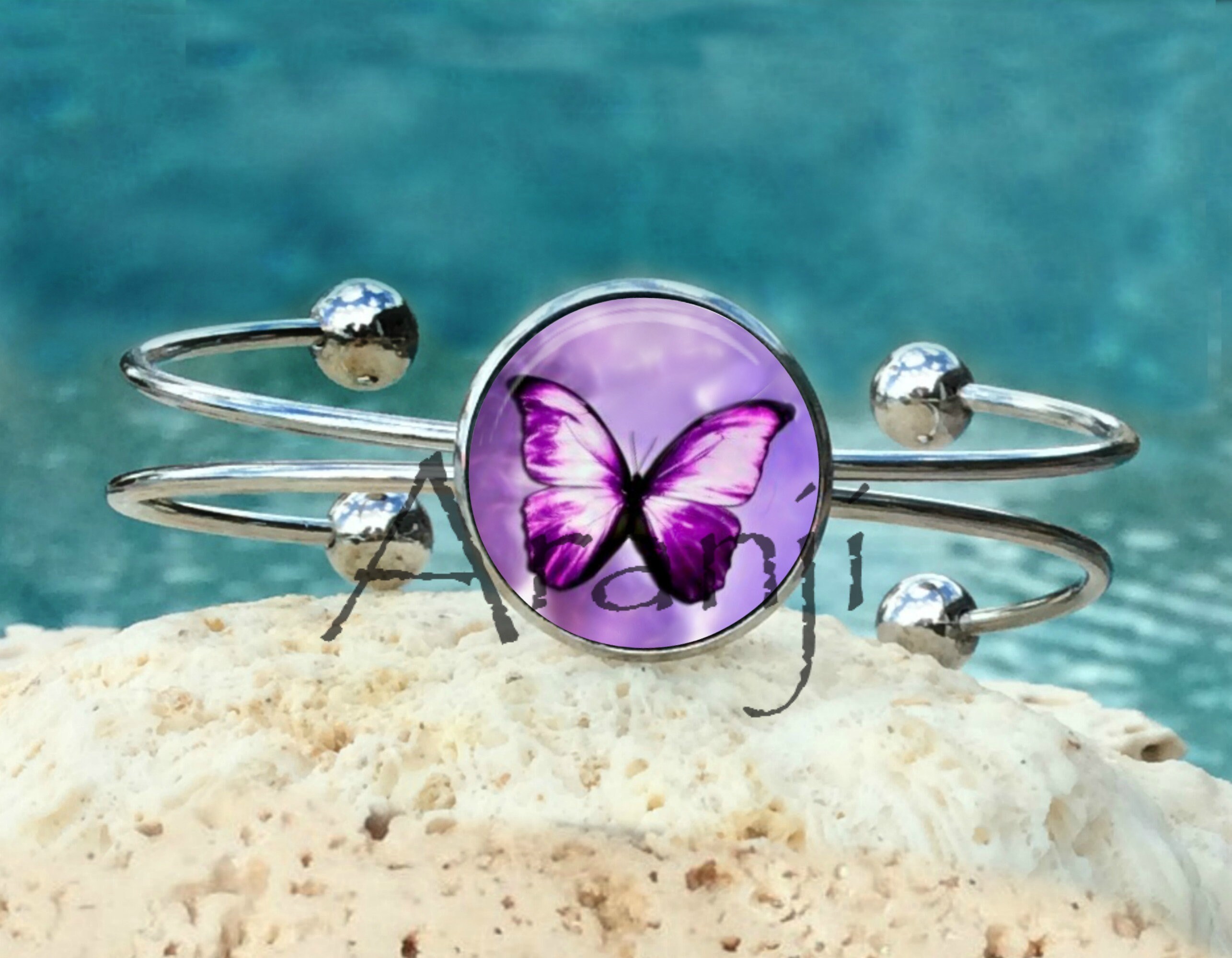 Purple butterfly bracelet deals