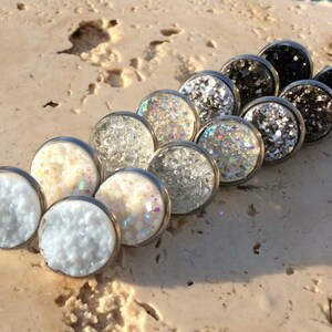 Choose your favorite neutral druzy earrings, druzy earrings, druzy stud earrings, druzy post earrings, white, silver, druzy, bridesmaid gift