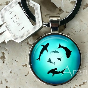 Shark keychain, key chain, key ring, key fob, shark keychain, shark key chain, gift, sharks, gift for man, shark circling keychain #AN234K