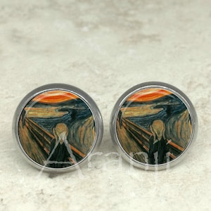 The scream Edvard Munch earrings, Munch earrings, The Scream post earrings, art jewelry, Munch art earrings, fine art earrings AR142E