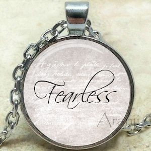 Fearless pendant, fearless necklace, fearless jewelry, inspirational pendant, word necklace, word pendant, fearless, Pendant #PA217P