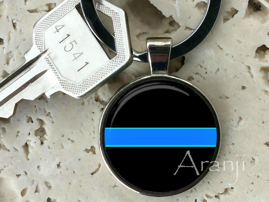 Thin Blue Line Keychain Key Chain Key Ring Key Fob Etsy
