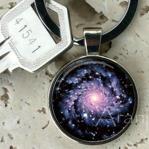 Spiral galaxy keychain, key chain, key ring, key fob, galaxy keychain, galaxy key chain, gift, galaxy, gift for man or woman, space SP116K