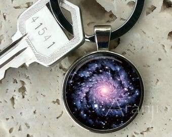 Spiral Galaxy Keychain, Key Chain, Key Ring, Key Fob, Galaxy