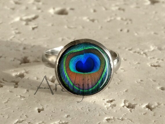 Peacock Ring Peacock Adjustable Stainless Steel Ring Art Ring
