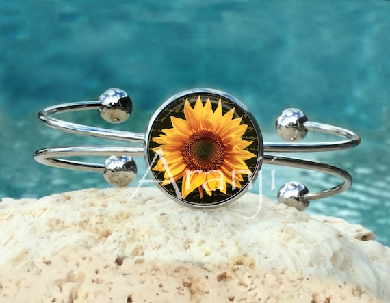 Sunflower bangle bracelet deals