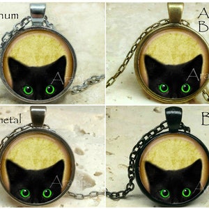 Black kitten art pendant, black cat pendant, black cat necklace, black cat jewelry, kitten necklace, kitten pendant, Pendant AN223BR image 2