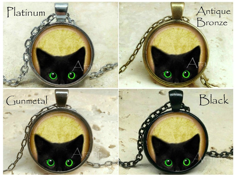 Black kitten art pendant, black cat pendant, black cat necklace, black cat jewelry, kitten necklace, kitten pendant, Pendant AN223BR image 2